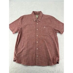 L.L. Bean Button Down Mens L-REG Shirt Red Short Sleeve Traditional Fit Cotton